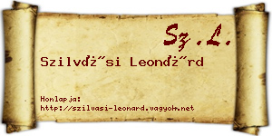 Szilvási Leonárd névjegykártya