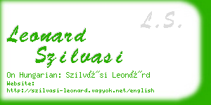 leonard szilvasi business card